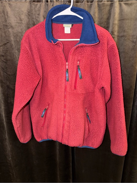 L.L. Bean Jackets & Blazers - Vintage L.L. Bean Red Sherpa Jacket with Blue Trim